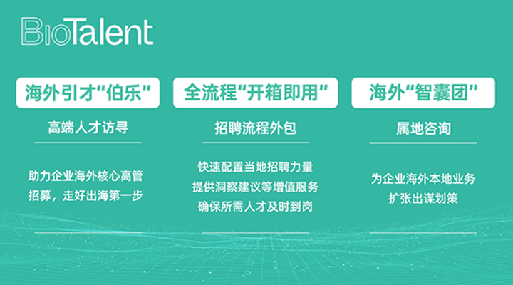 猎头公司evo真人视讯国际的海外分支团队BioTalent专注于生命健康领域的人才服务